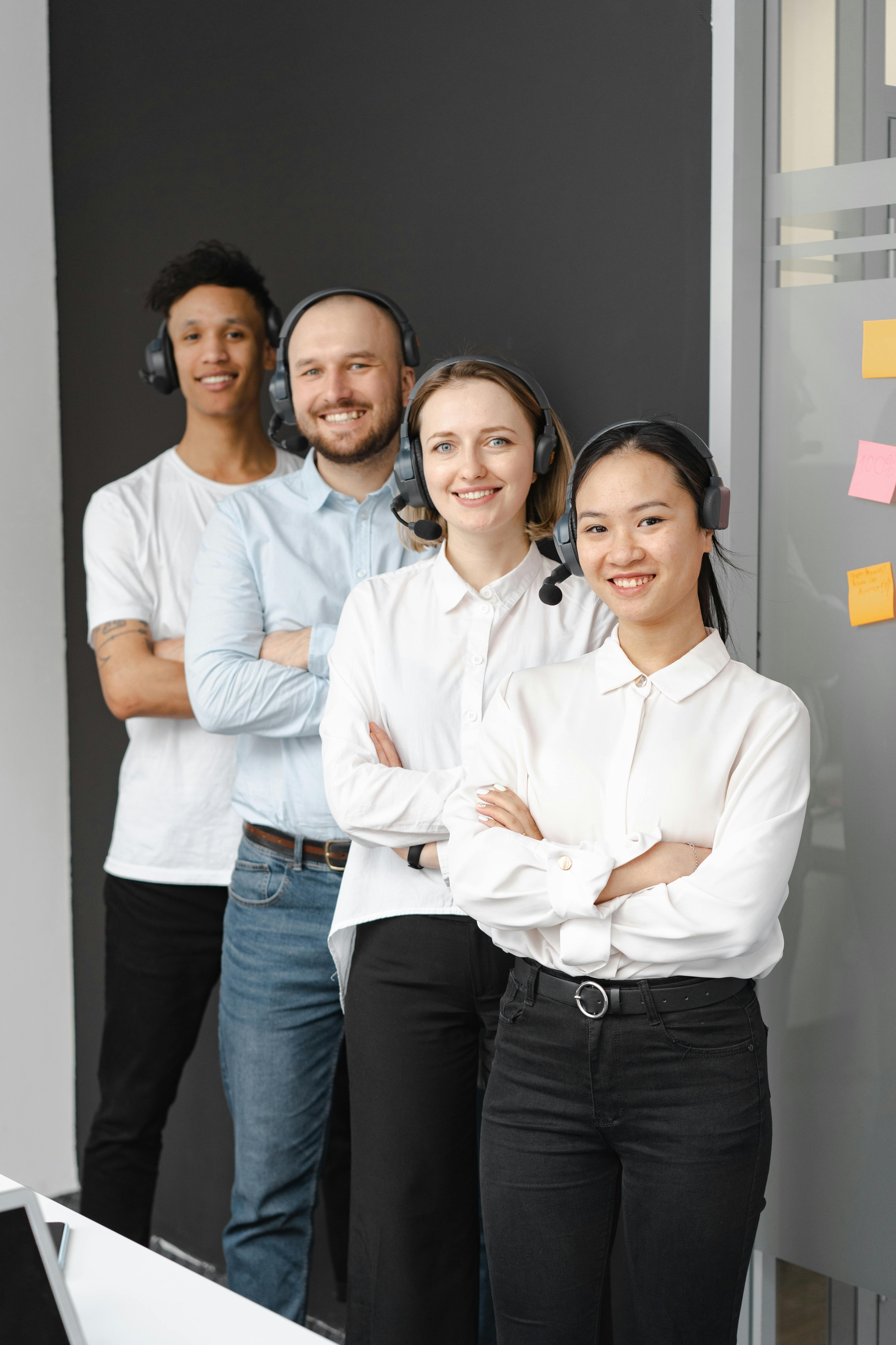 Employee wearing a professional headset